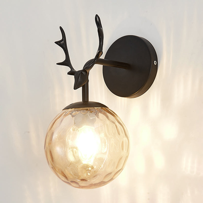 Modern Style Spherical Shape Wall Sconce Glass 1 Light Sconce Lighting for Bedroom