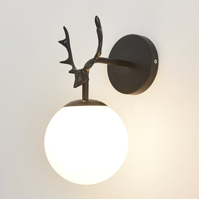 Modern Style Spherical Shape Wall Sconce Glass 1 Light Sconce Lighting for Bedroom