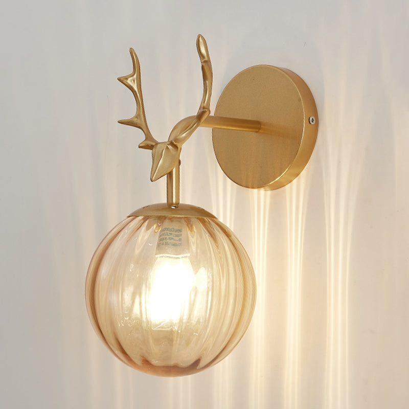 Modern Style Spherical Shape Wall Sconce Glass 1 Light Sconce Lighting for Bedroom