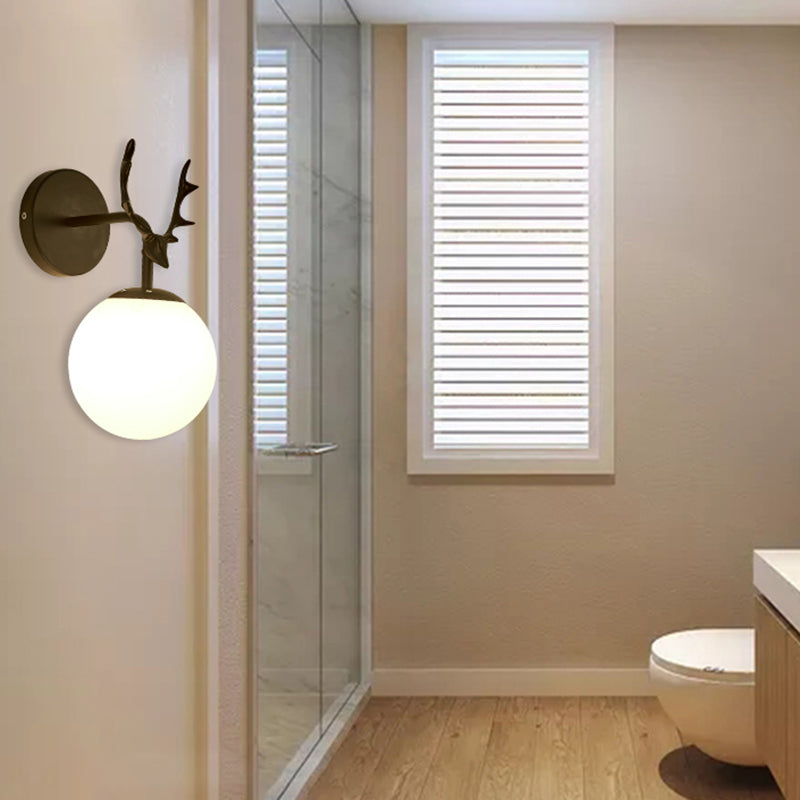 Modern Style Spherical Shape Wall Sconce Glass 1 Light Sconce Lighting for Bedroom