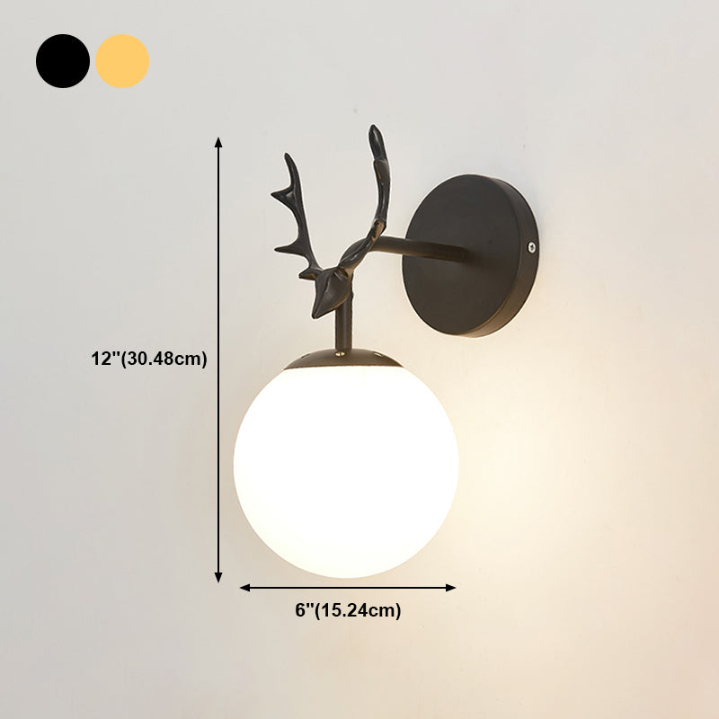 Modern Style Spherical Shape Wall Sconce Glass 1 Light Sconce Lighting for Bedroom