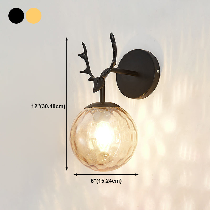Modern Style Spherical Shape Wall Sconce Glass 1 Light Sconce Lighting for Bedroom