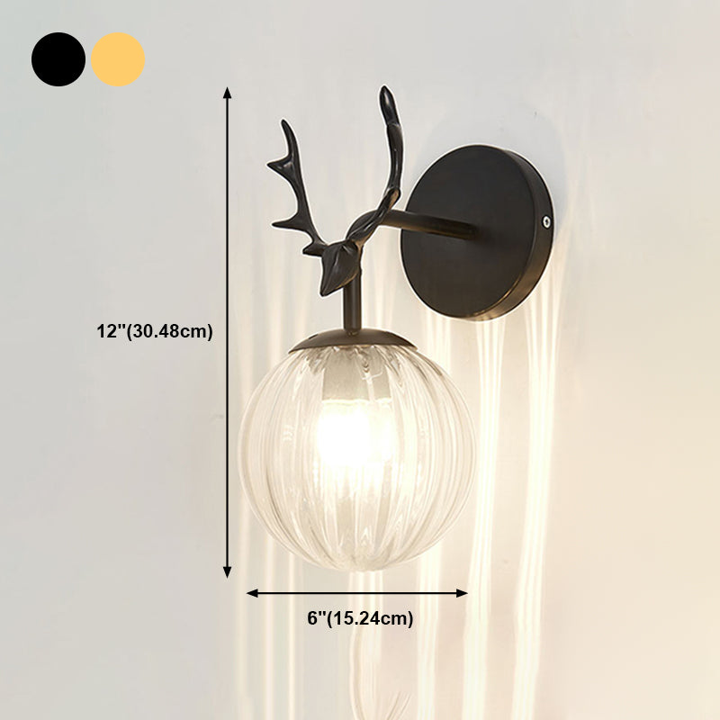 Modern Style Spherical Shape Wall Sconce Glass 1 Light Sconce Lighting for Bedroom