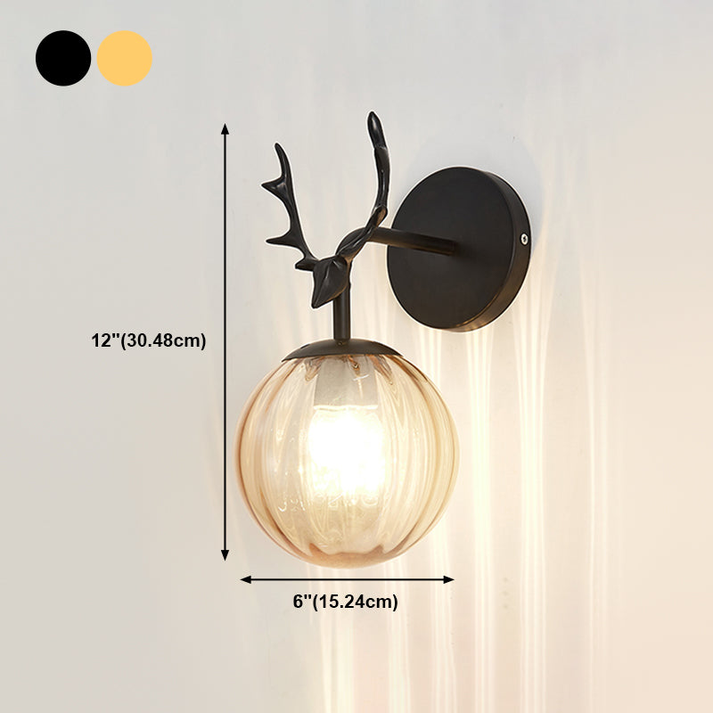 Modern Style Spherical Shape Wall Sconce Glass 1 Light Sconce Lighting for Bedroom