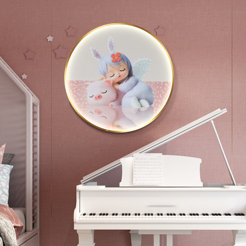 Estilo moderno de forma de círculo muro metal 1 iluminación de apliques de luz para dormitorio