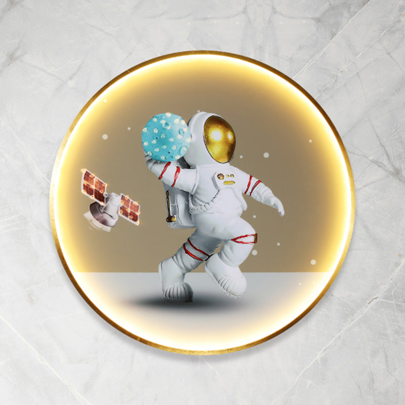 Estilo moderno de forma de círculo muro metal 1 iluminación de apliques de luz para dormitorio