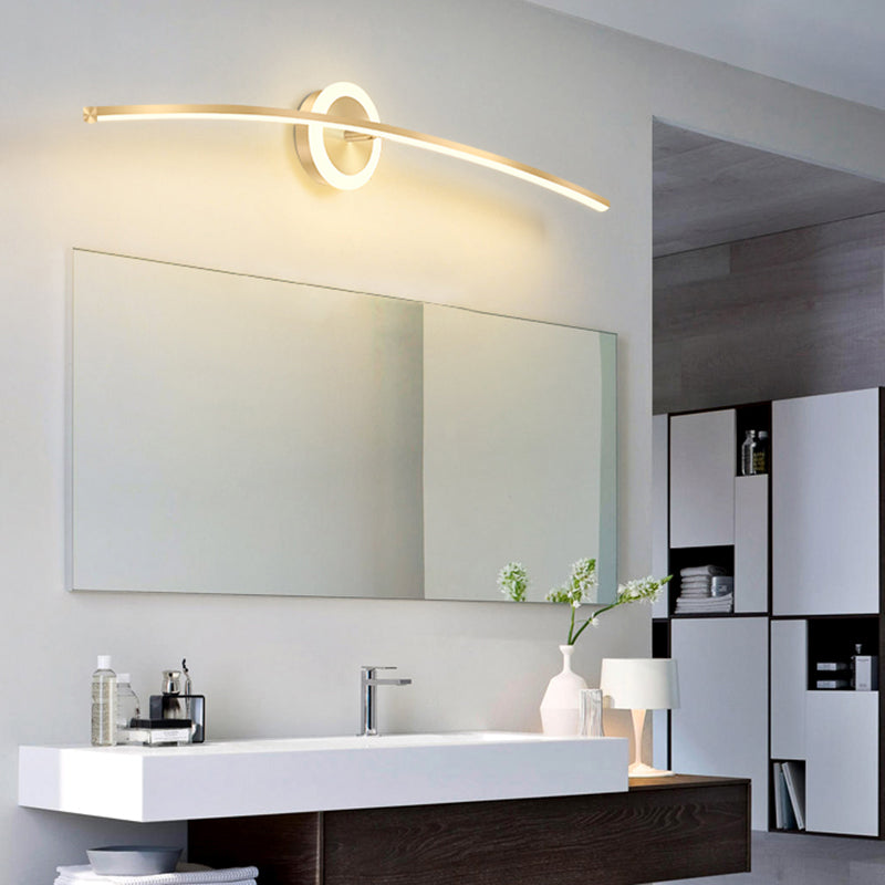Linear Shape Metal Wall Light Modern Style 2 Lights Mirror Wall Mount Light