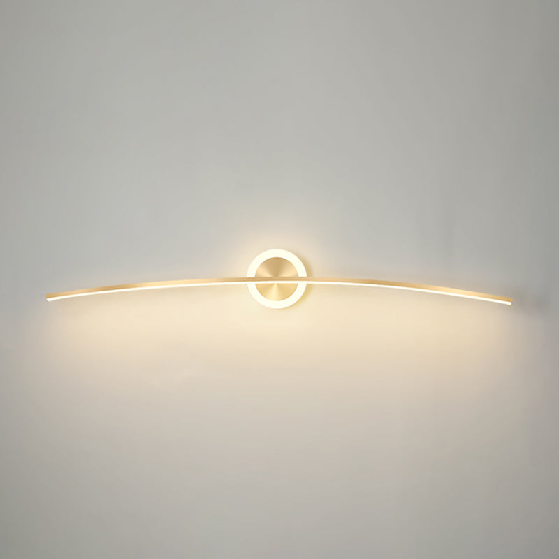 Linear Shape Metal Wall Light Modern Style 2 Lights Mirror Wall Mount Light