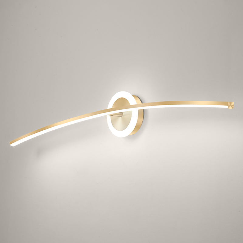 Linear Shape Metal Wall Light Modern Style 2 Lights Mirror Wall Mount Light