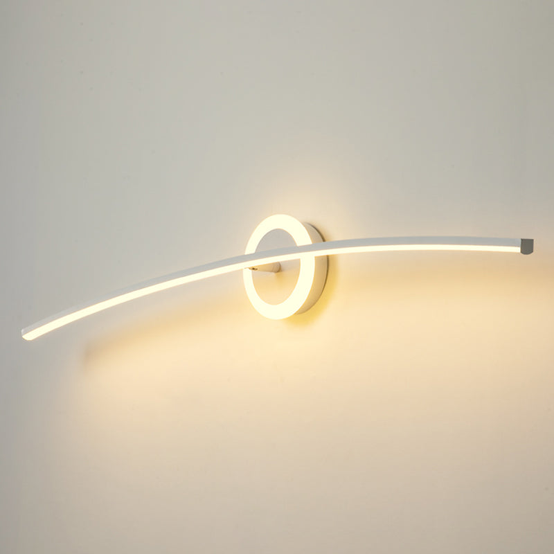 Linear Shape Metal Wall Light Modern Style 2 Lights Mirror Wall Mount Light