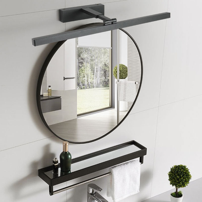 Metal Linear Wall Sconce Modern Style 1-Light Swing Arm Mirror Wall Light Fixture in Black