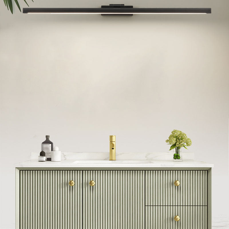 Metal Linear Wall Sconce Modern Style 1-Light Swing Arm Mirror Wall Light Fixture in Black