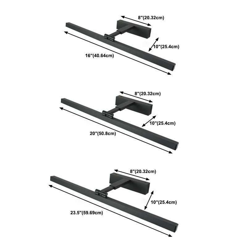 Metal Linear Wall Sconce Modern Style 1-Light Swing Arm Mirror Wall Light Fixture in Black