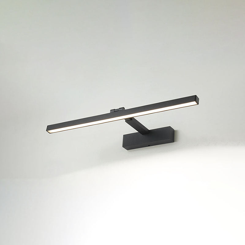Metal Linear Wall Sconce Modern Style 1-Light Swing Arm Mirror Wall Light Fixture in Black
