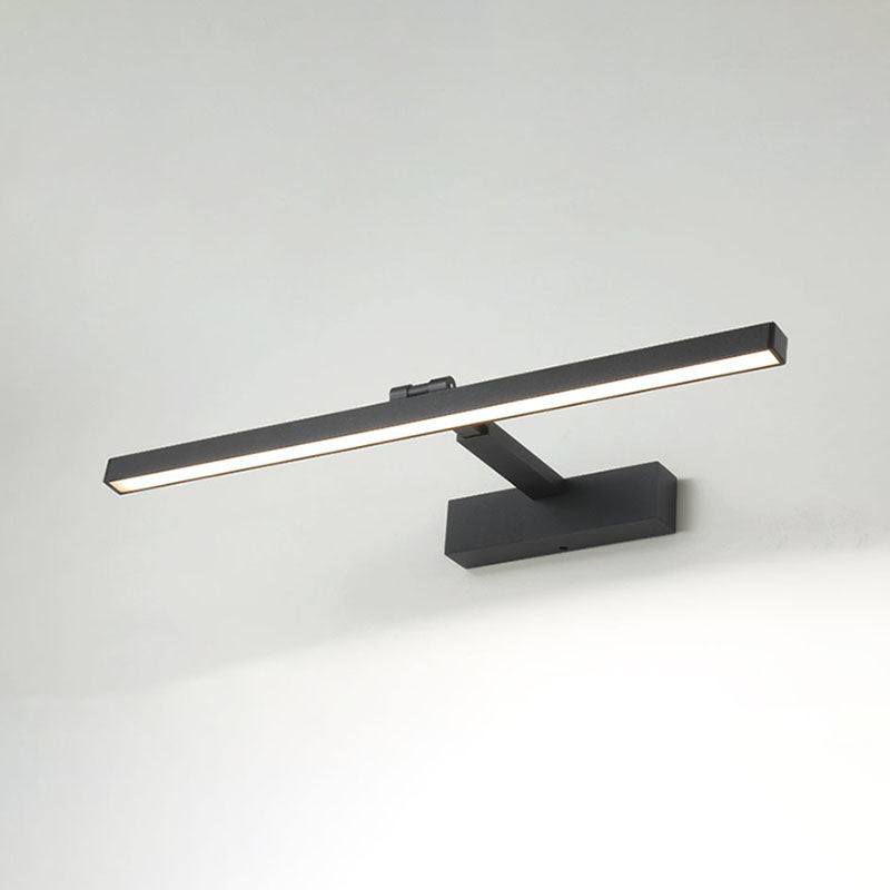 Metal Linear Wall Sconce Modern Style 1-Light Swing Arm Mirror Wall Light Fixture in Black