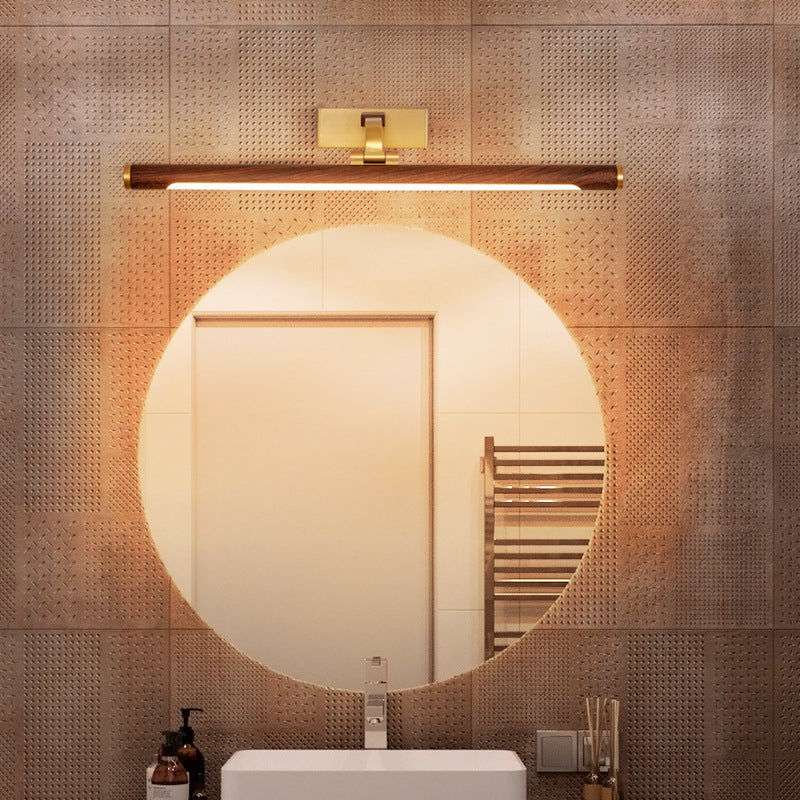 Metal Linear Shade Wall Sconce Modern Style Modern 1 Apparecchio di illuminazione da parete a specchio leggero in marrone