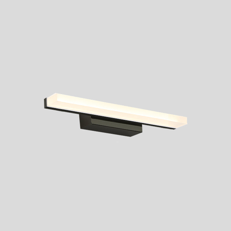 Metal Linear Wall Sconce Modern Single Light Mirror Wall Mount Light Fixture in Black
