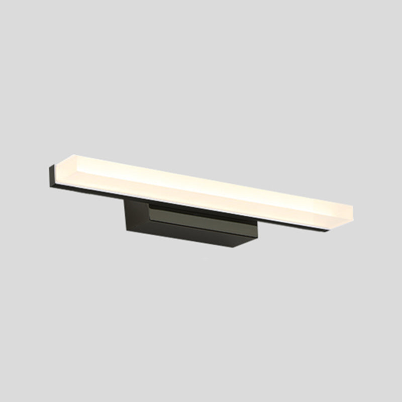 Metal Linear Wall Sconce Modern Single Light Mirror Wall Mount Light Fixture in Black