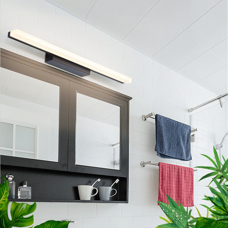 Metal Linear Wall Sconce Modern Single Light Mirror Wall Mount Light Fixture in Black