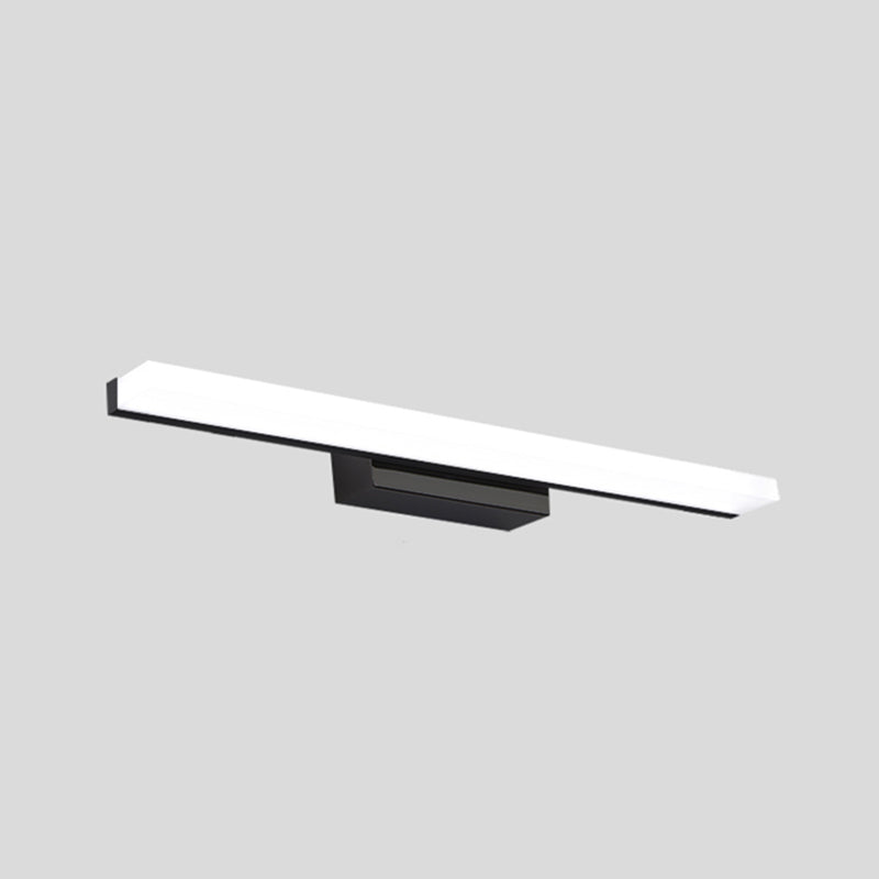 Metal Linear Wall Sconce Modern Single Light Mirror Wall Mount Light Fixture in Black