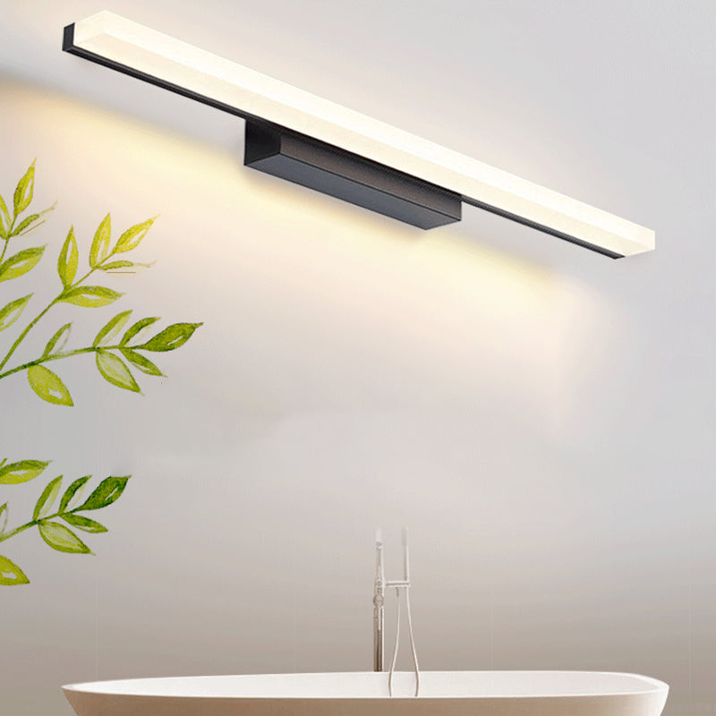 Metal Linear Wall Sconce Modern Single Light Mirror Wall Mount Light Fixture in Black