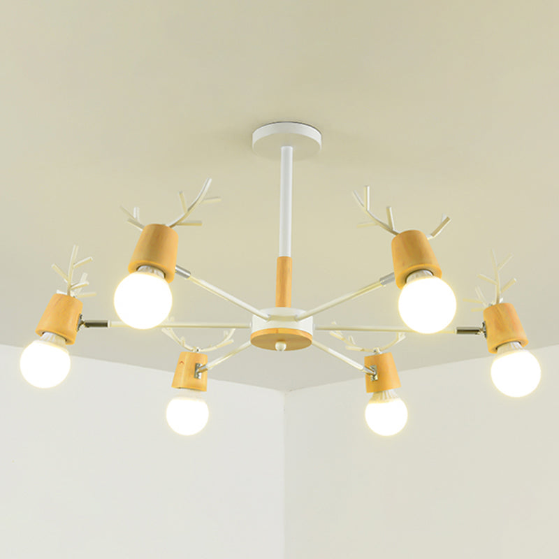 Candeliers colgantes de forma asta accesorios de iluminación de madera moderna