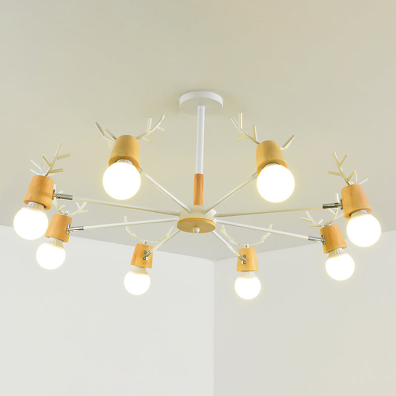 Candeliers colgantes de forma asta accesorios de iluminación de madera moderna