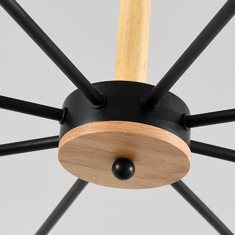 Candeliers colgantes de forma asta accesorios de iluminación de madera moderna