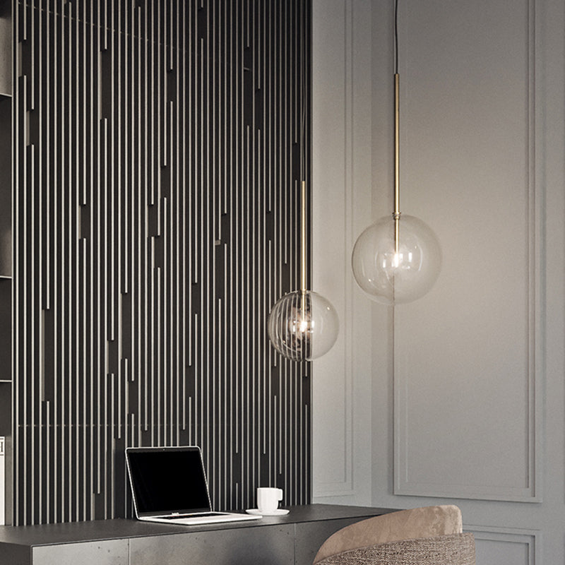 Modern Global Hanging Lamp Bar Clear Glass Pendant Ceiling Light with 1 Light