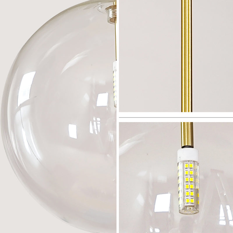 Moderne globale Hanglampenstange klare Glasanhänger Deckenleuchte mit 1 Licht