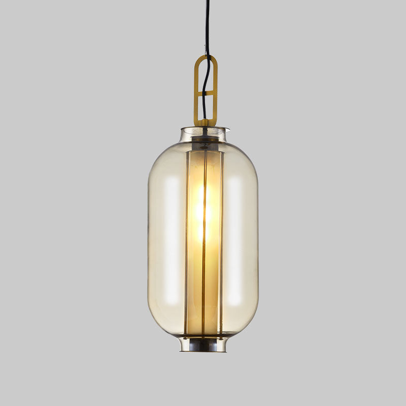 Contemporary Glass Pendant Light 1 Light Cognac Down Lighting for Bedroom