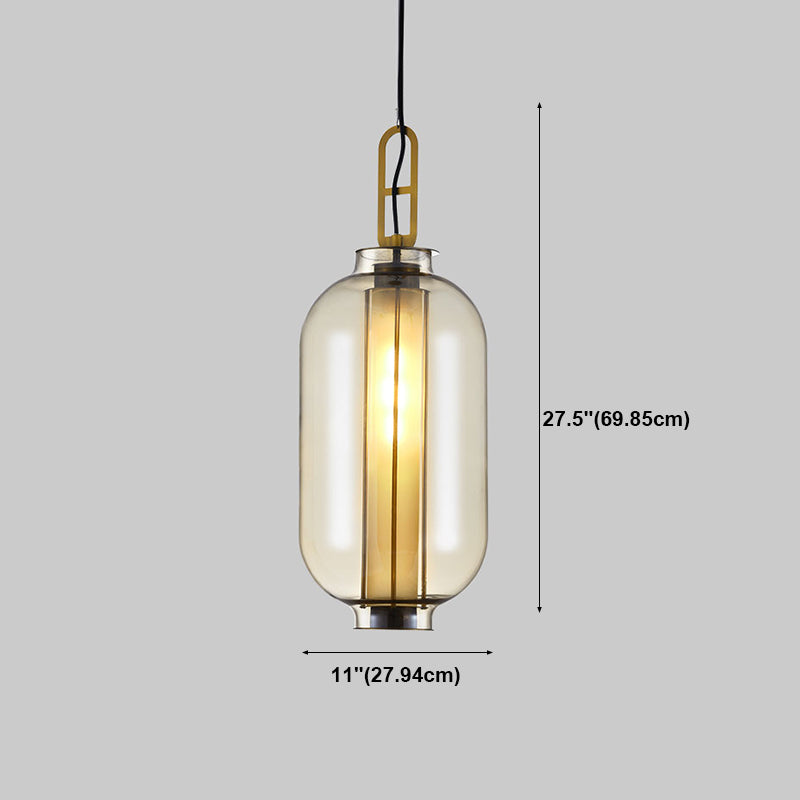 Contemporary Glass Pendant Light 1 Light Cognac Down Lighting for Bedroom