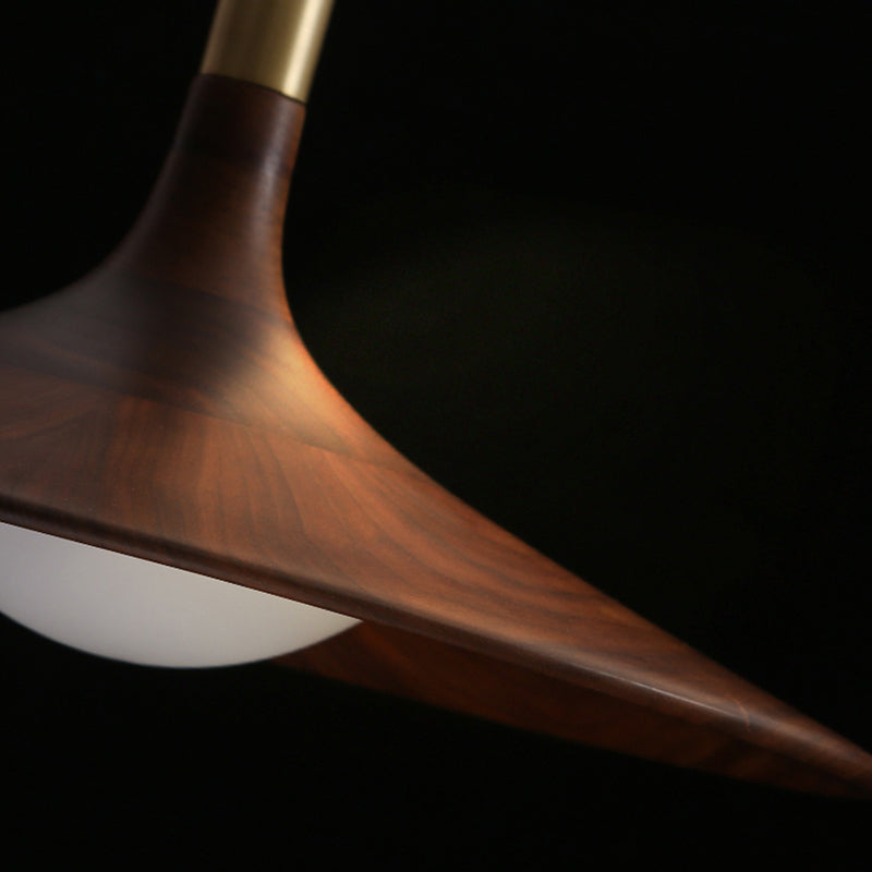 Modern Hanging Light Wooden Shade Pendent Light Fixture for Sitting Room