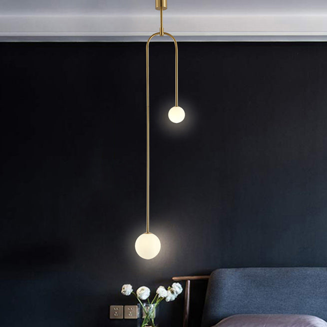 Glass Ball Shade Hanging Light Contemporary Pendent Lighting Fixture for Drawing Room