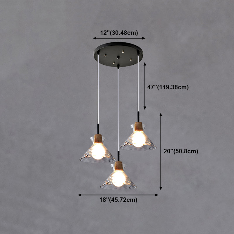 Geometric Shape Glass Hanging Light Modern Multi Lights Hanging Light Mounted Fixture