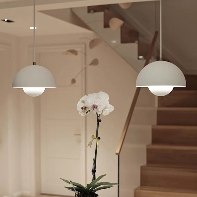 Round Shape Metal Hanging Light Nordic Macarons 1-Light Hanging Mounted Light