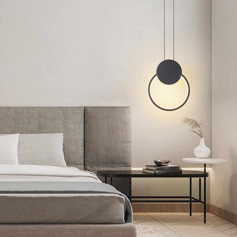 Contemporary Style Linear Shape Pendant Light Metal 1 Light Hanging Lamp in Black