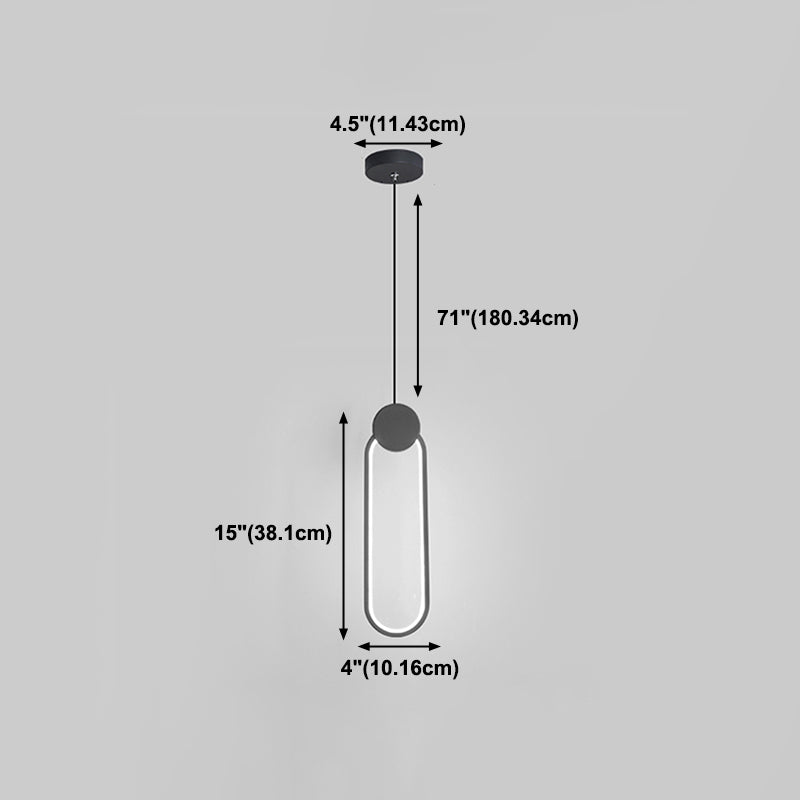 Contemporary Style Linear Shape Pendant Light Metal 1 Light Hanging Lamp in Black