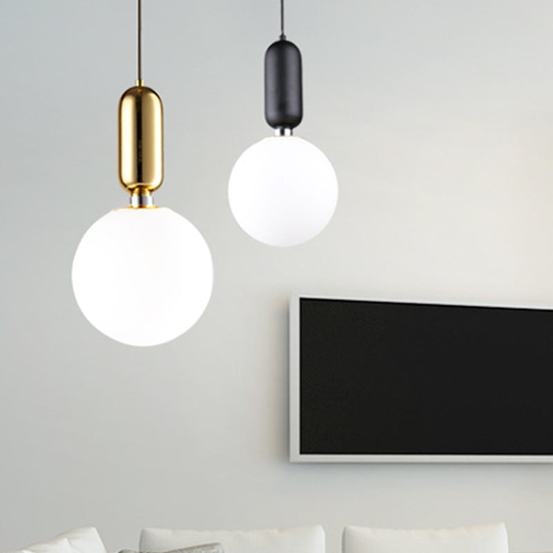 1 Light Spherical Hanging Ceiling Light Modern Style Glass Hanging Lamp Kit