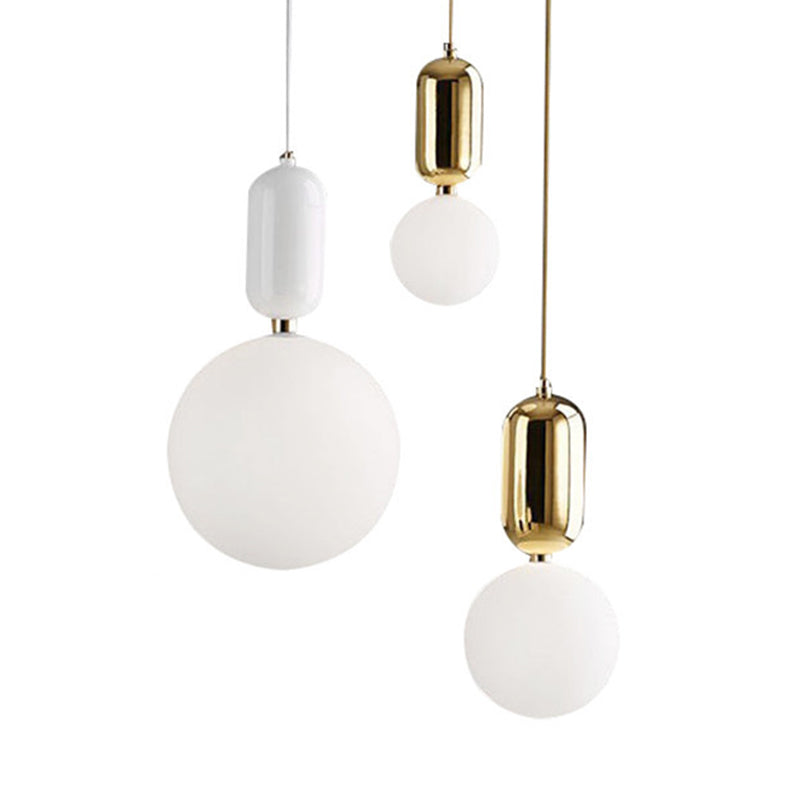 1 Light Spherical Hanging Ceiling Light Modern Style Glass Hanging Lamp Kit