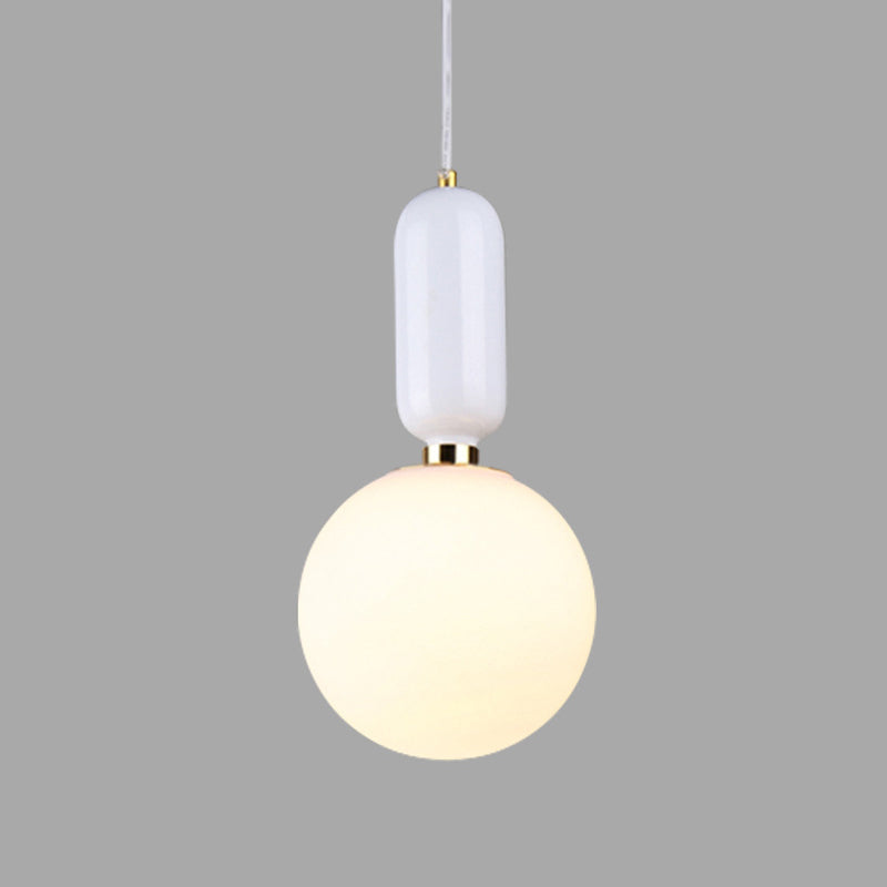 1 Light Spherical Hanging Ceiling Light Modern Style Glass Hanging Lamp Kit