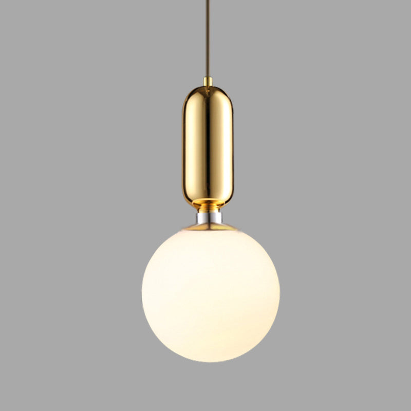 1 Light Spherical Hanging Ceiling Light Modern Style Glass Hanging Lamp Kit