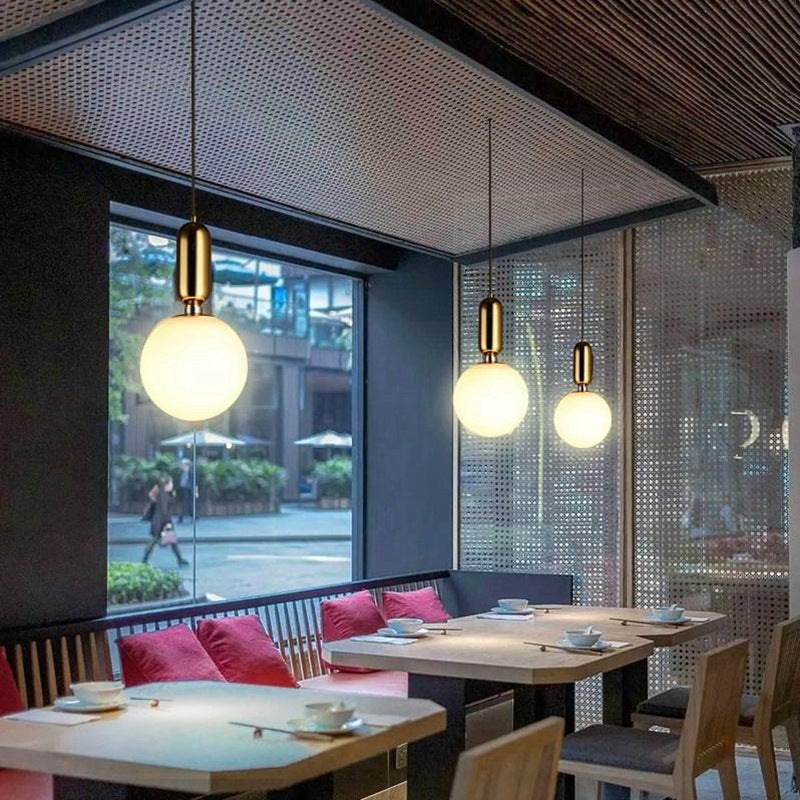 1 Light Spherical Hanging Ceiling Light Modern Style Glass Hanging Lamp Kit