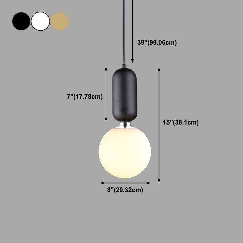 1 Light Spherical Hanging Ceiling Light Modern Style Glass Hanging Lamp Kit