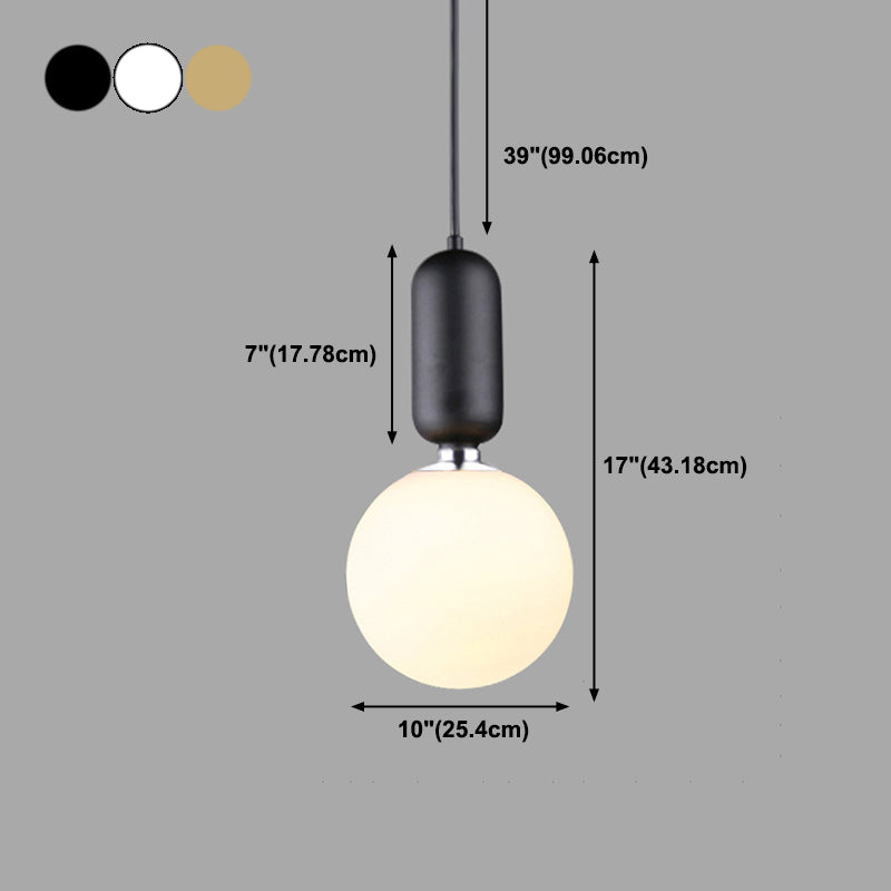 1 Light Spherical Hanging Ceiling Light Modern Style Glass Hanging Lamp Kit