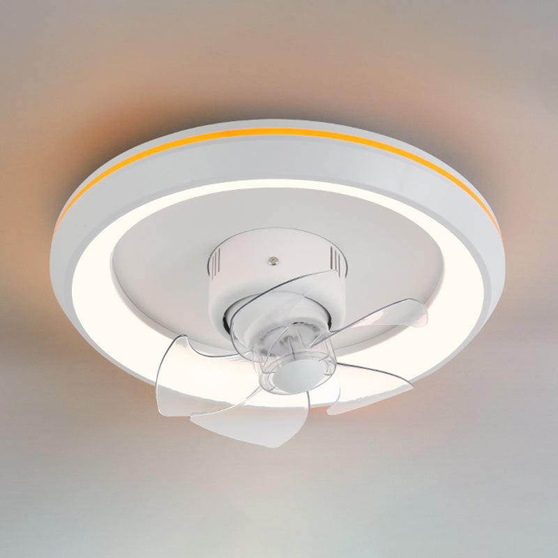 Nordic Round Fan Lamp Metal Bedroom LED Semi Flush Light with Swirlable Head