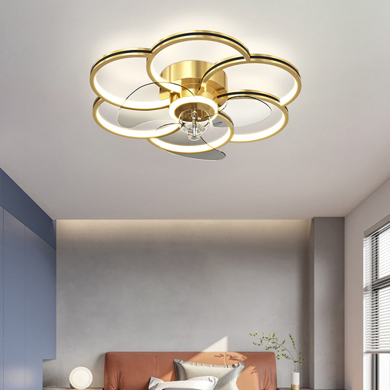 Geometry Ceiling Fan Lights Kids Style Metal LED Flush Lights for Bedroom