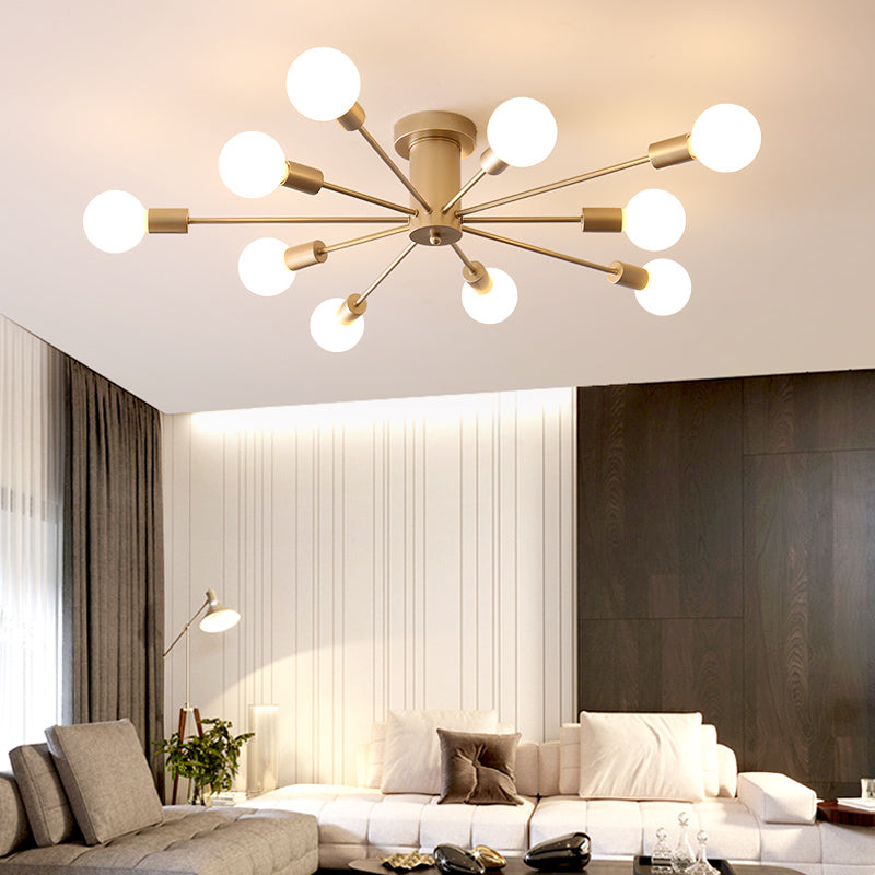 Radiaal metaalspoeling Mount Lighting Industrial Living Room Semi Flush Light