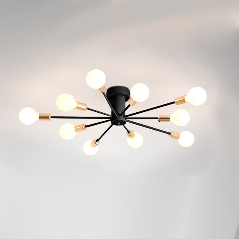 Radiaal metaalspoeling Mount Lighting Industrial Living Room Semi Flush Light