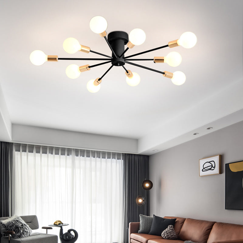 Radiaal metaalspoeling Mount Lighting Industrial Living Room Semi Flush Light
